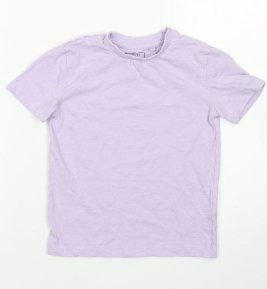 NEXT Girls Purple  Cotton Basic T-Shirt Size 4 Years Crew Neck