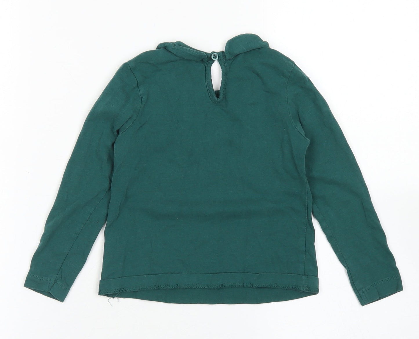 George Girls Green  Cotton Basic T-Shirt Size 3-4 Years Collared Button