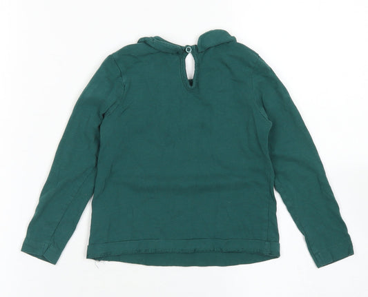 George Girls Green  Cotton Basic T-Shirt Size 3-4 Years Collared Button