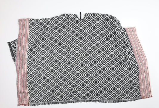 MODENA Womens Multicoloured V-Neck Argyle/Diamond Acrylic Cape Jumper One Size
