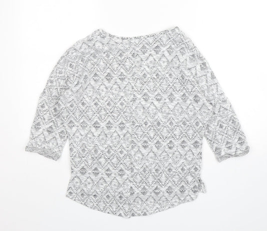 Papaya Womens Grey Round Neck Argyle/Diamond Polyester Pullover Jumper Size S