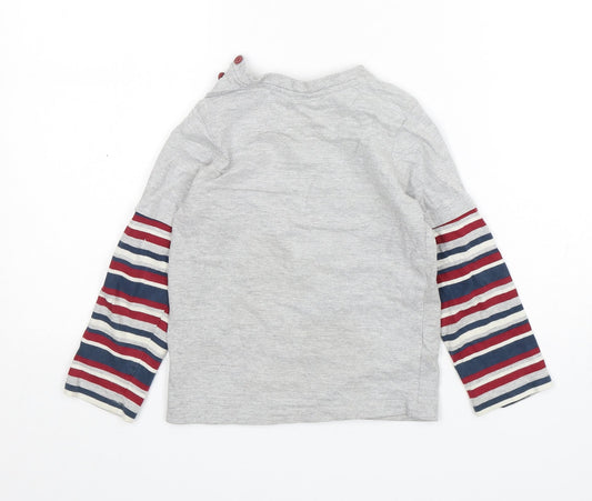 JoJo Maman Bébé Boys Multicoloured Striped Cotton Basic T-Shirt Size 4-5 Years Round Neck