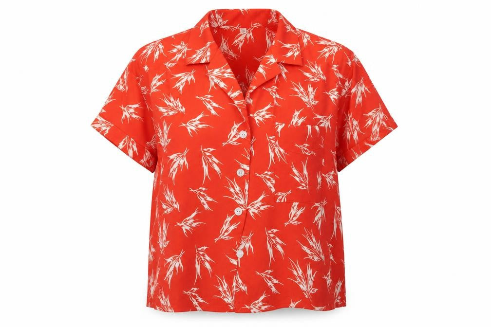 I Love H81 Womens Red  Polyester Basic Button-Up Size L Collared