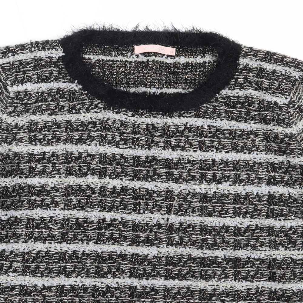 Allyson Womens Black Round Neck  Acrylic Pullover Jumper One Size