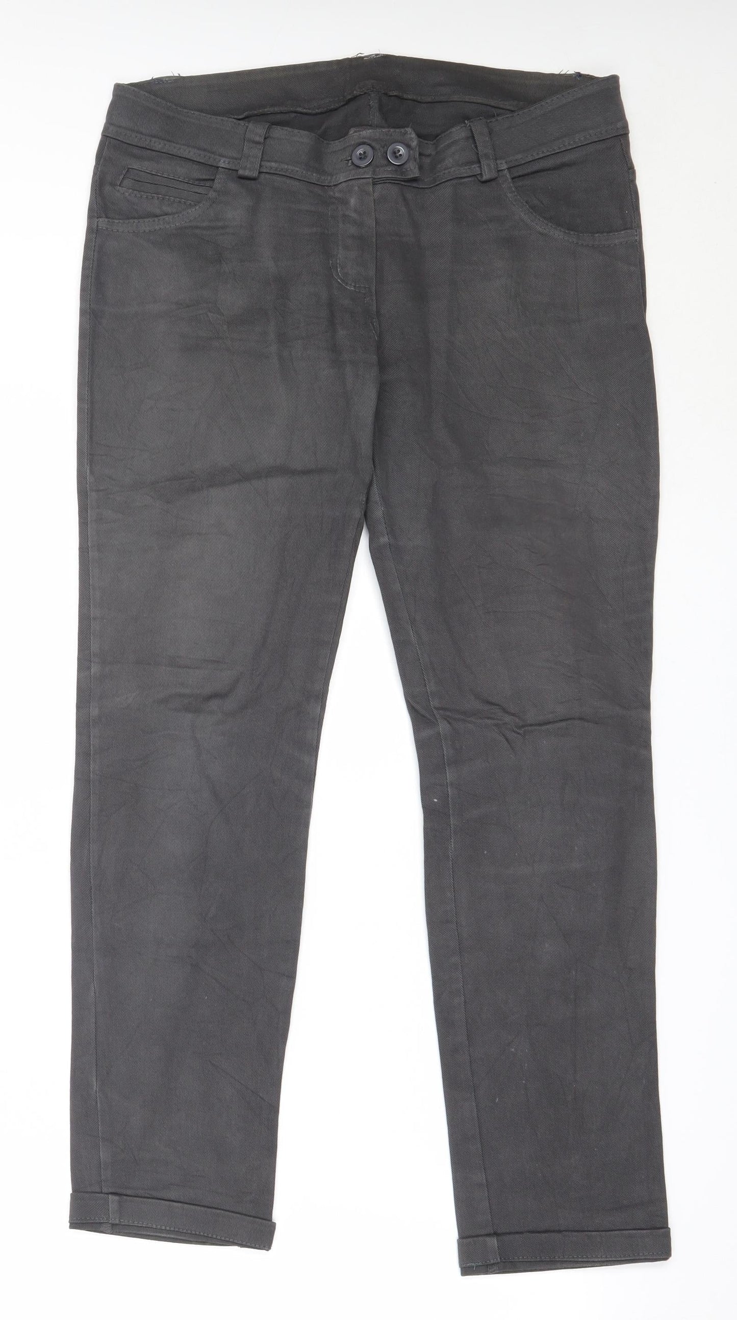 Preworn Womens Grey  Cotton Trousers  Size M L28 in Regular