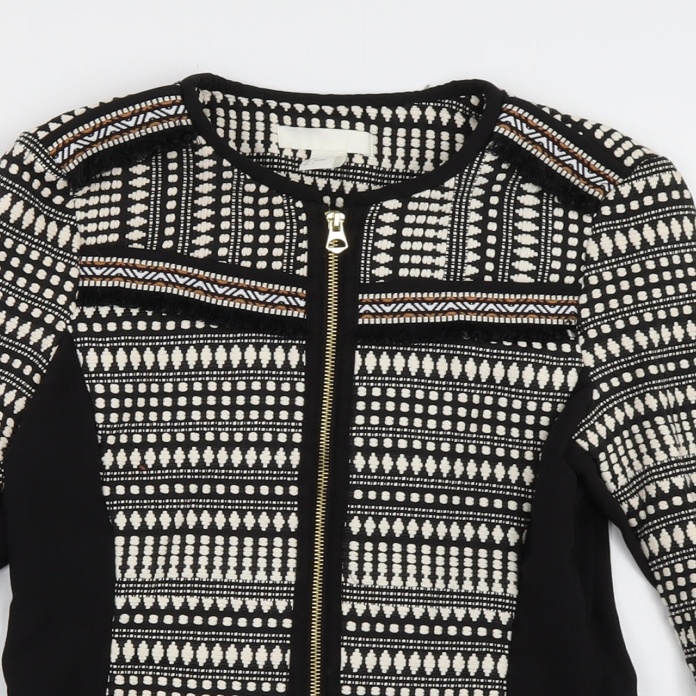 H&M Womens Black Geometric  Jacket  Size 6  Zip