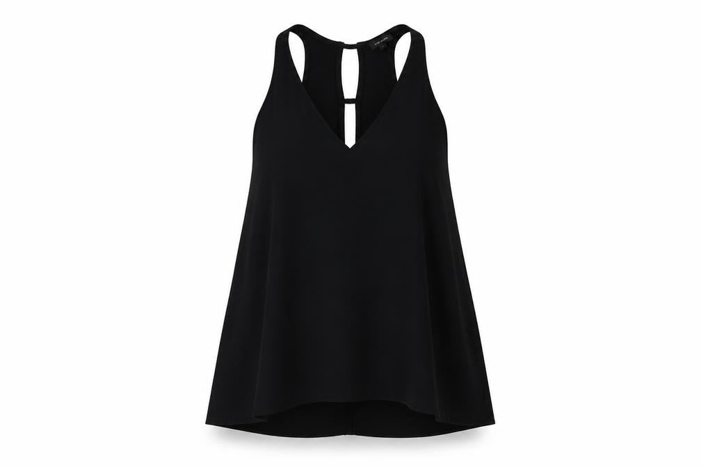 River Island Womens Black  Polyester Basic Tank Size 6 V-Neck