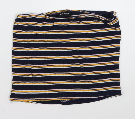 New Look Womens Blue Striped Polyester Tunic Tank Size 12 One Shoulder