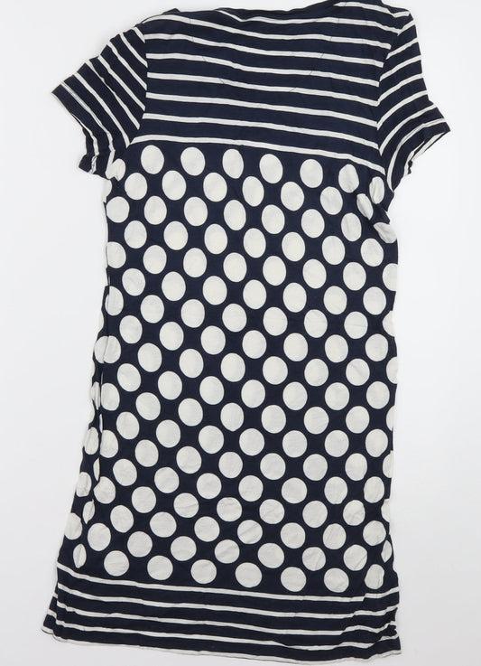 NEXT Womens Blue Polka Dot Viscose T-Shirt Dress  Size 10  Crew Neck Pullover