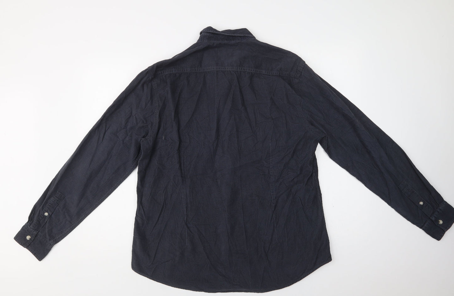 Burton Mens Blue  Cotton  Button-Up Size L Collared Button