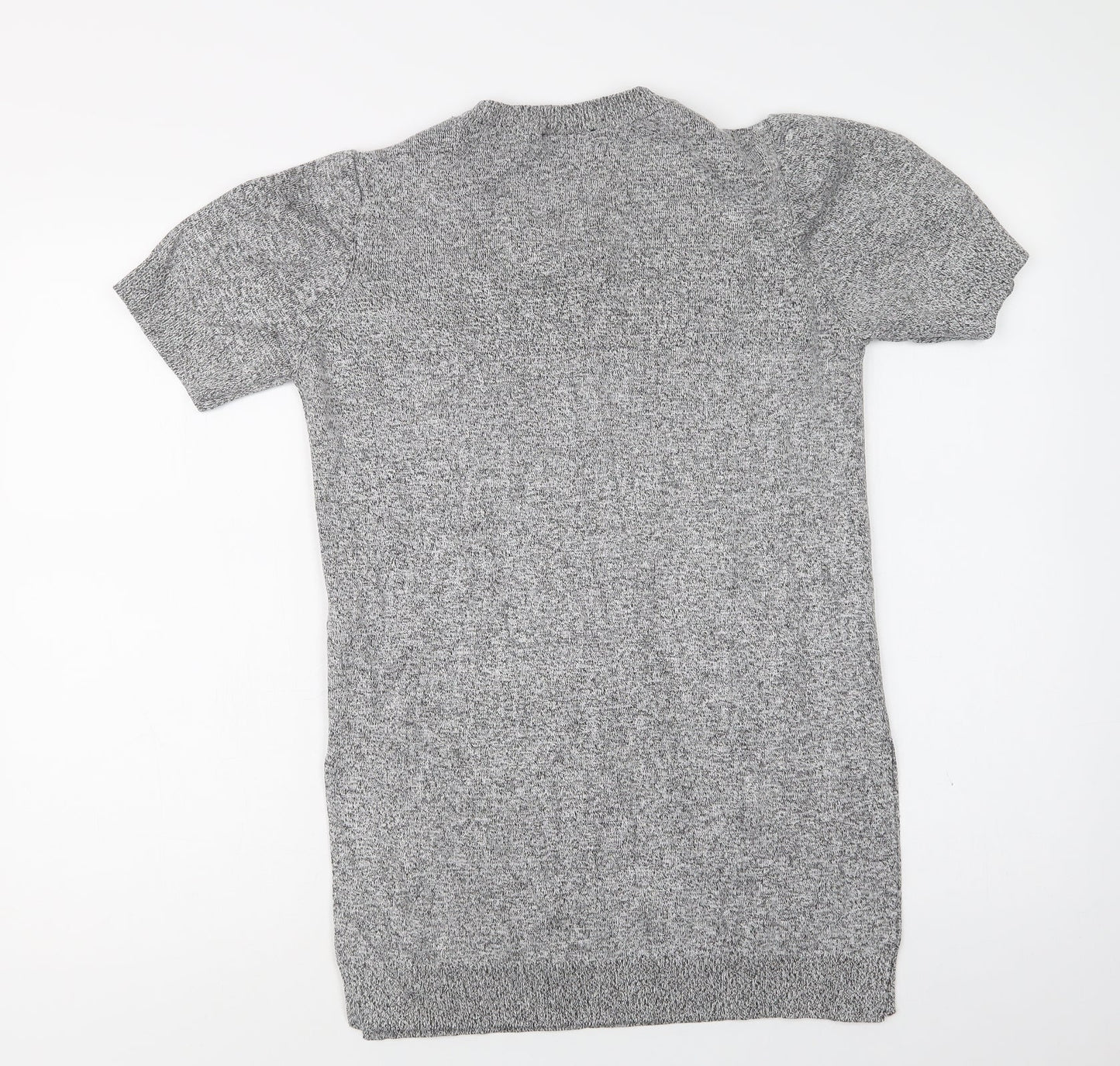 Topshop Womens Grey  Viscose Tunic Blouse Size 10 Crew Neck