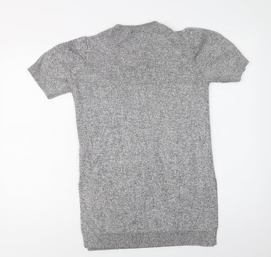 Topshop Womens Grey  Viscose Tunic Blouse Size 10 Crew Neck