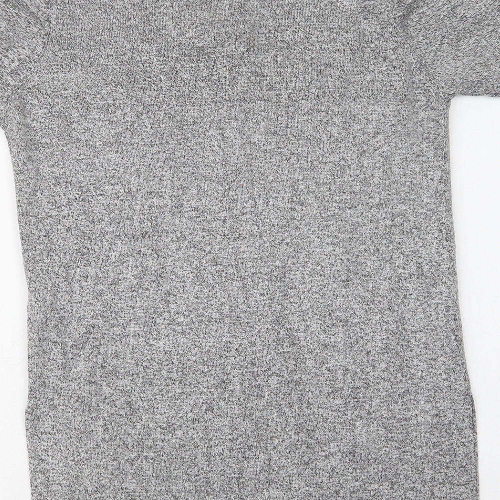 Topshop Womens Grey  Viscose Tunic Blouse Size 10 Crew Neck