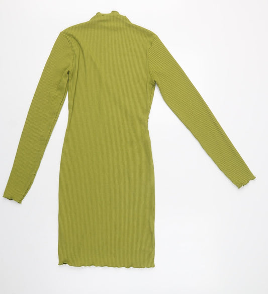 Primark Womens Green  Polyester Bodycon  Size 10  Mock Neck