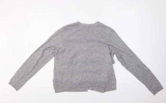 M&S Womens Grey Round Neck  Polyamide Cardigan Jumper Size 14