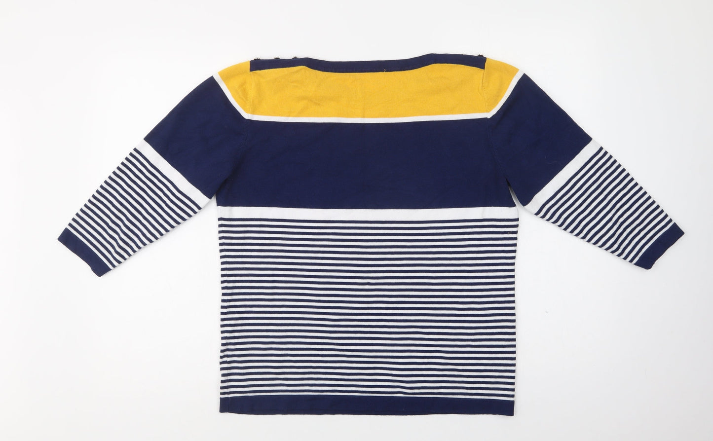 Preworn Womens Blue Boat Neck Striped  Pullover Jumper Size L