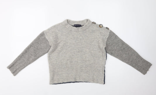 M&S Womens Grey Crew Neck  Acrylic Pullover Jumper Size S