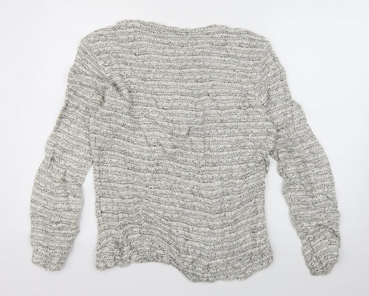 Topman Womens Ivory Boat Neck Striped Cotton Pullover Jumper Size M