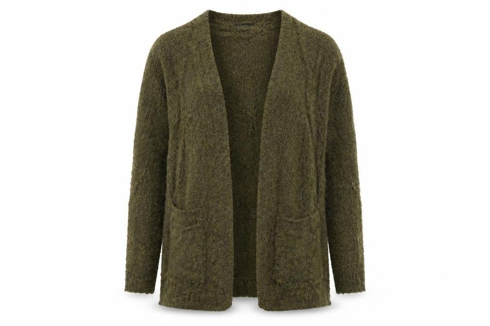 Topshop Womens Green Boat Neck  Acrylic Cardigan Jumper Size 8