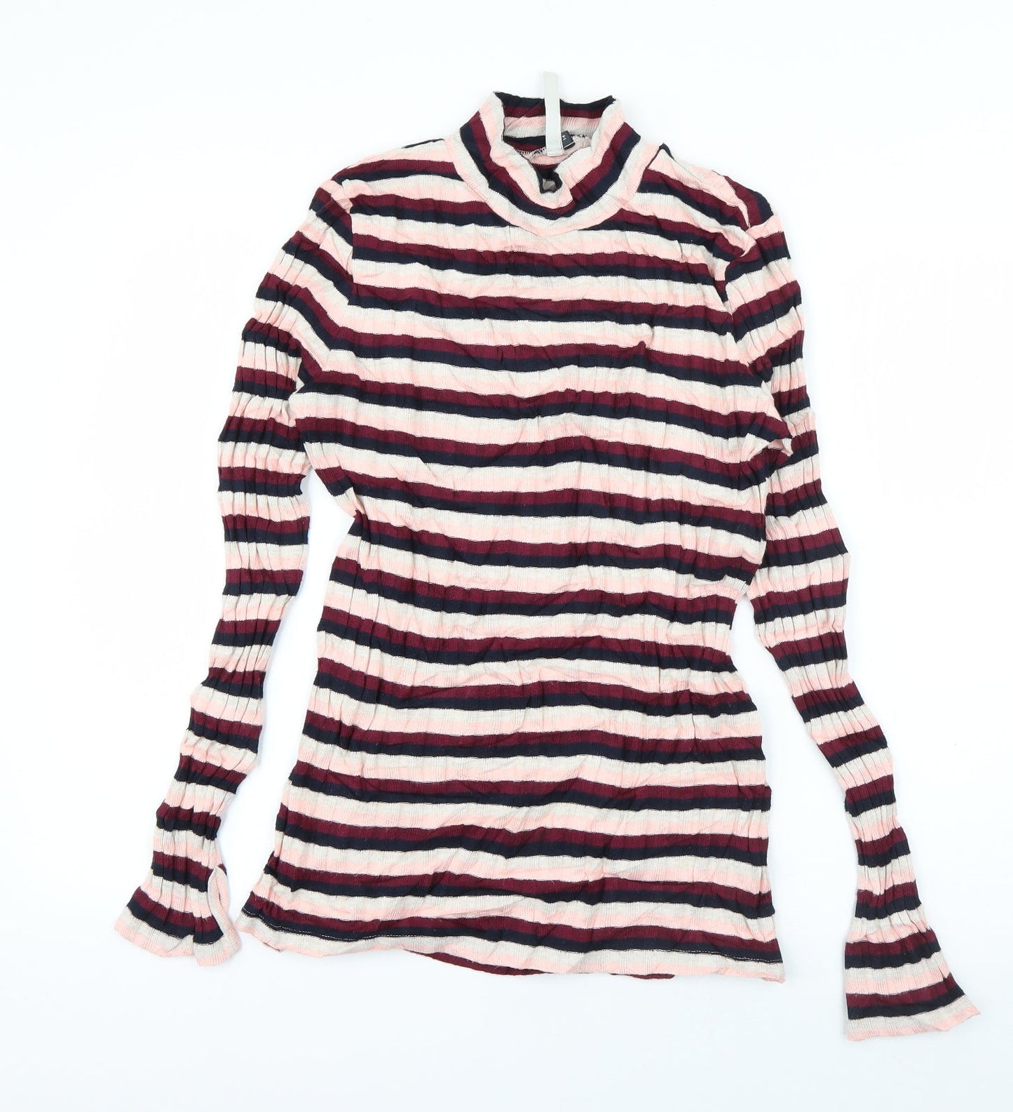 Maison de Nimes Womens Multicoloured High Neck Striped Viscose Pullover Jumper Size 14