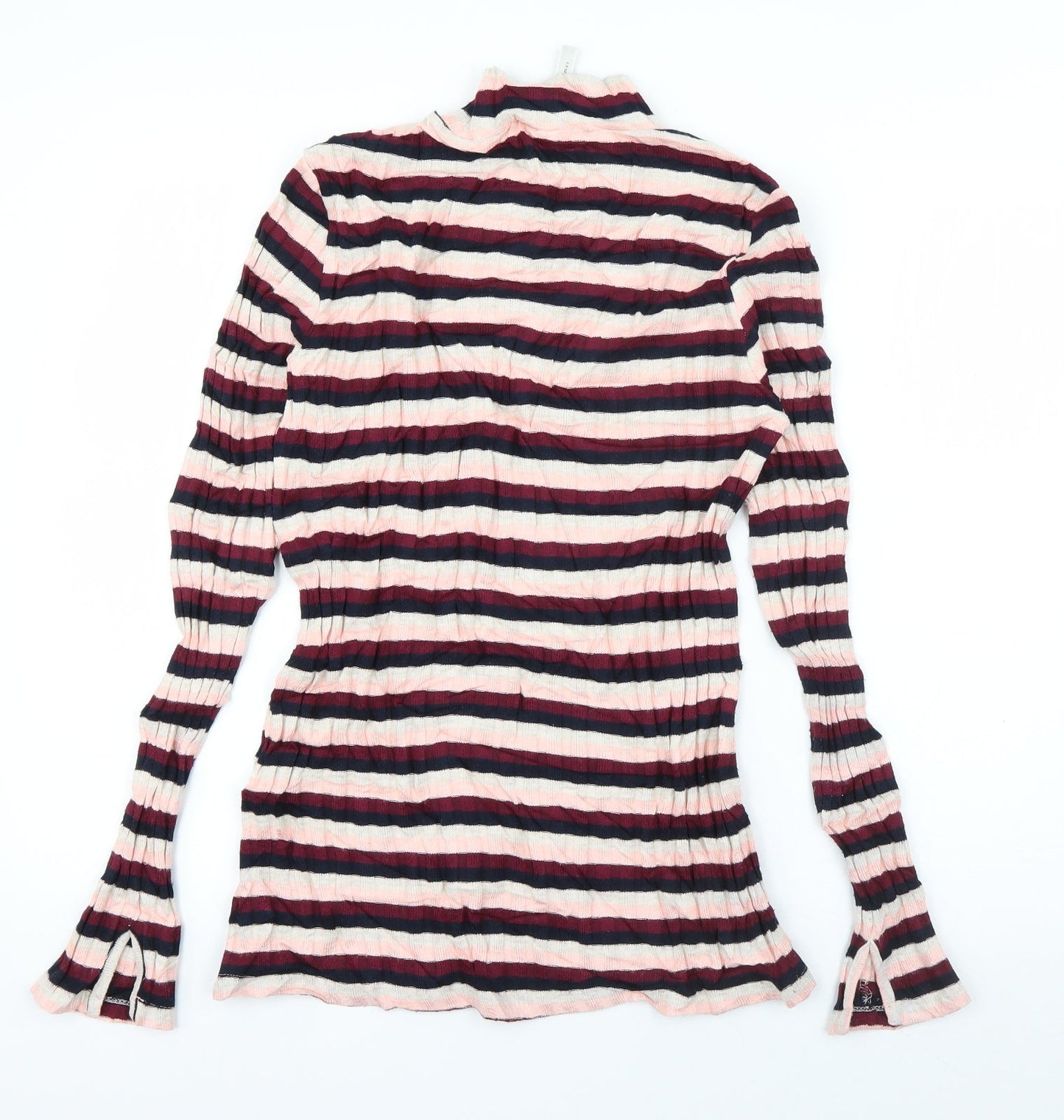 Maison de Nimes Womens Multicoloured High Neck Striped Viscose Pullover Jumper Size 14