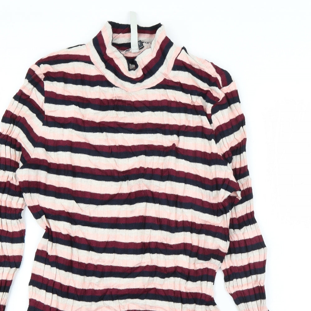 Maison de Nimes Womens Multicoloured High Neck Striped Viscose Pullover Jumper Size 14