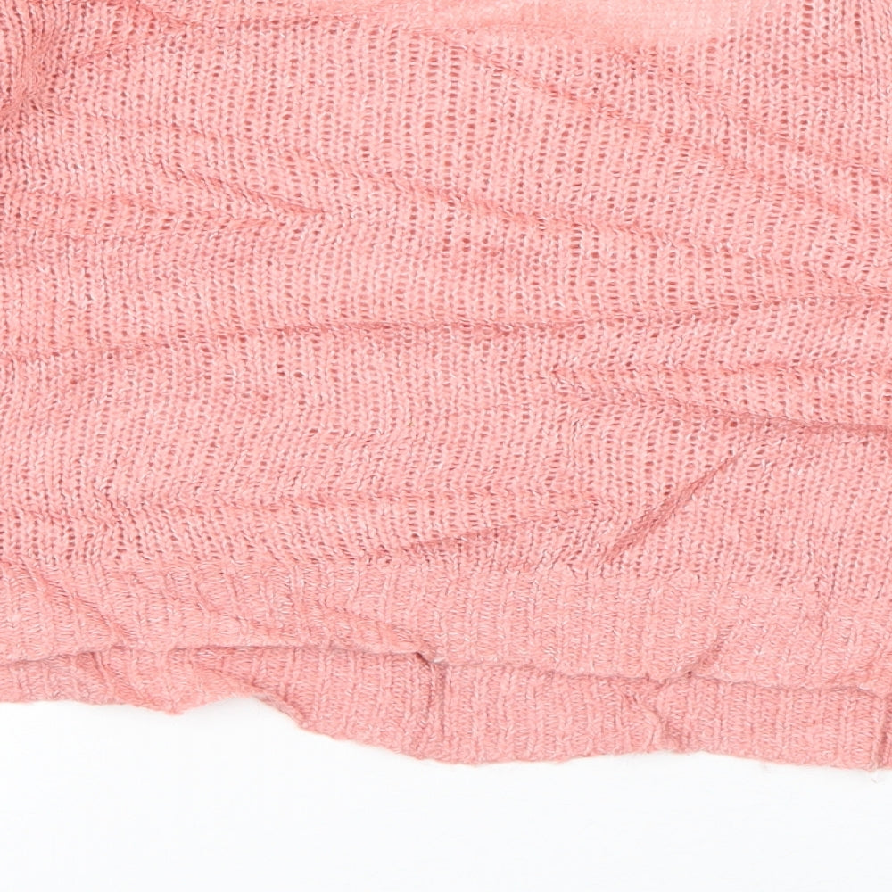Divided Womens Pink Scoop Neck  Acrylic Pullover Jumper Size 10