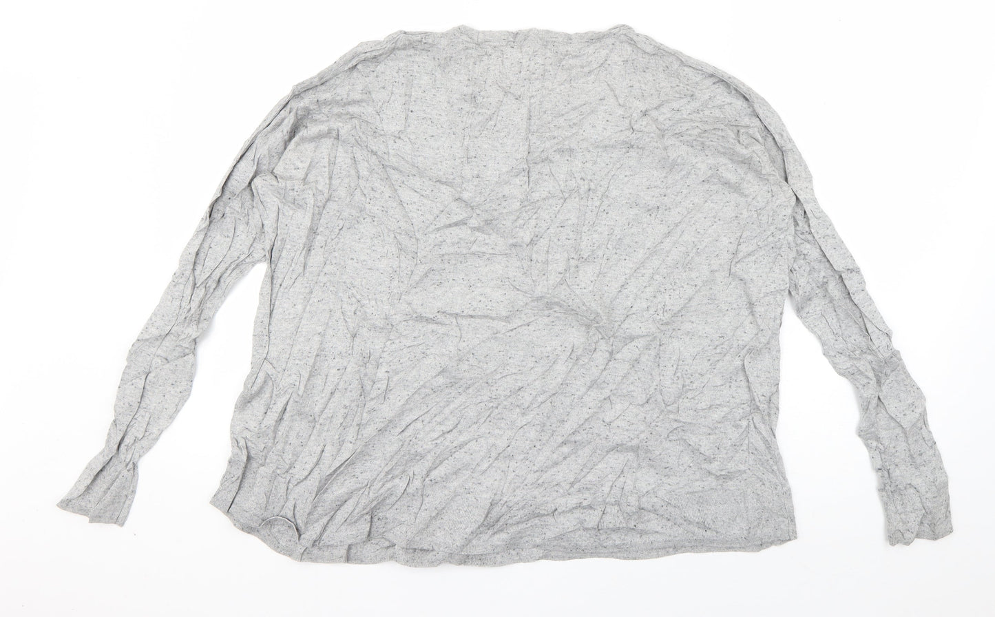 Mango Womens Grey Round Neck  Cotton Pullover Jumper Size M
