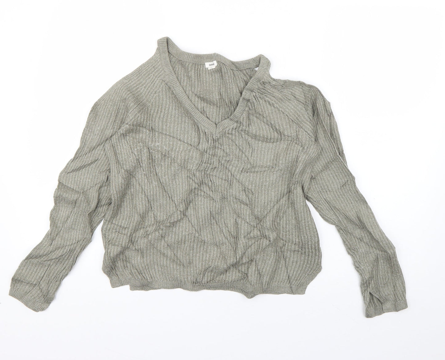 Garage Womens Green High Neck  Acrylic Pullover Jumper Size S   - cut out shoulder
