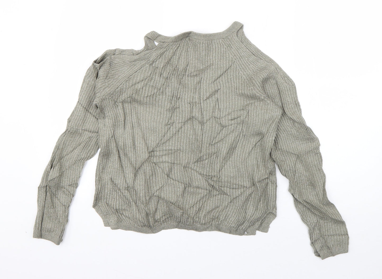 Garage Womens Green High Neck  Acrylic Pullover Jumper Size S   - cut out shoulder