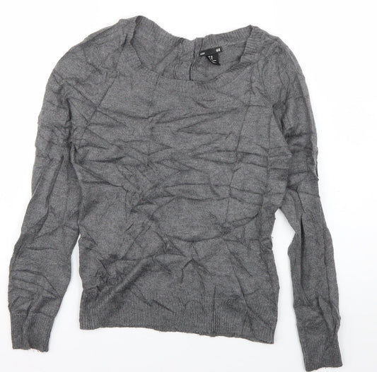 H&M Womens Grey Boat Neck  Polyamide Pullover Jumper Size XS