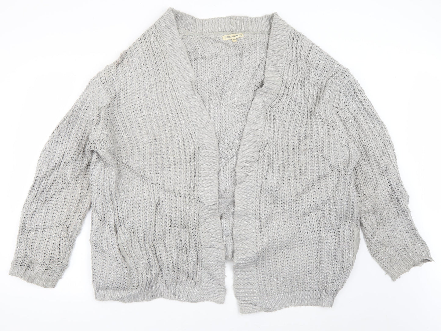 Millennium Womens Grey V-Neck  Acrylic Pullover Jumper One Size