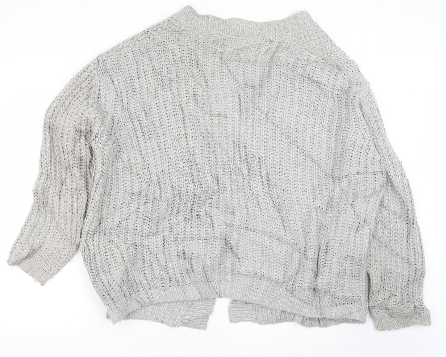 Millennium Womens Grey V-Neck  Acrylic Pullover Jumper One Size