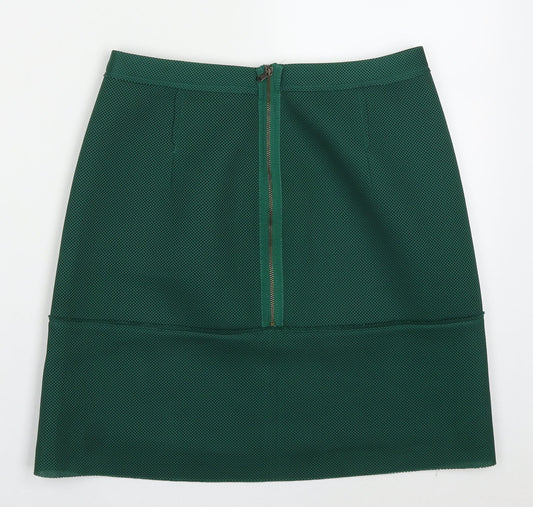 Sisley Womens Green  Polyester A-Line Skirt Size 10   Zip