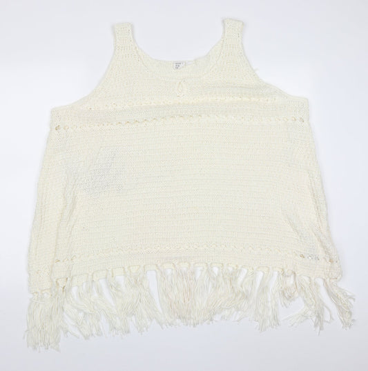 Somedays Lovin Womens Ivory Round Neck  Acrylic Vest Jumper Size L