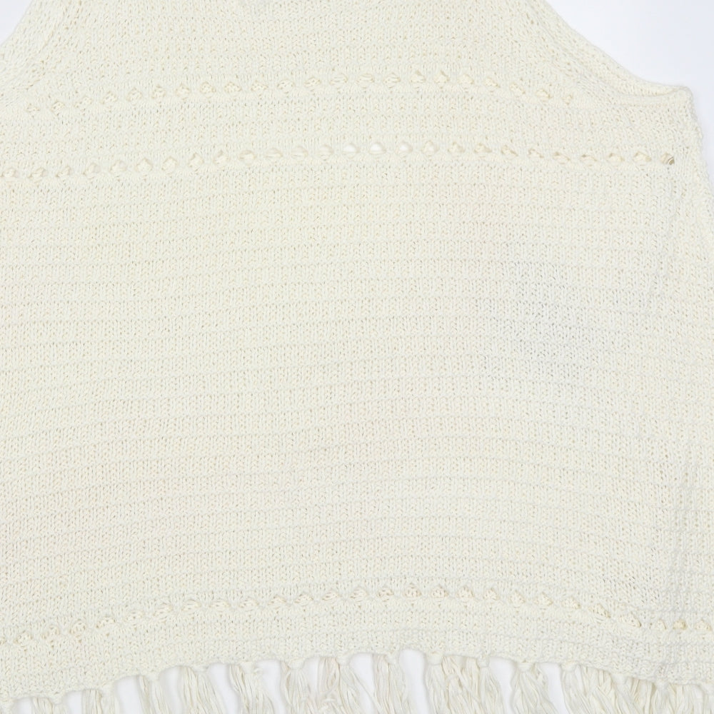 Somedays Lovin Womens Ivory Round Neck  Acrylic Vest Jumper Size L