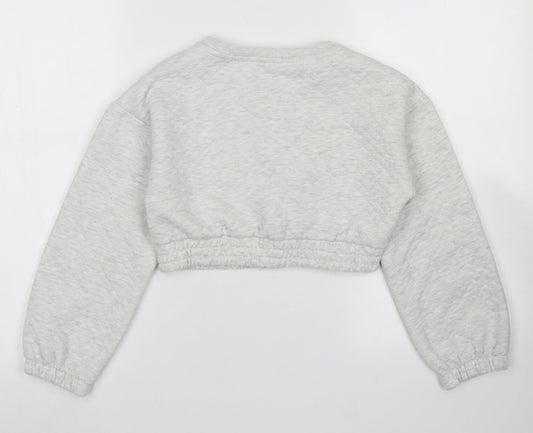 Candy Couture Girls Grey  Polyester Pullover Sweatshirt Size 9 Years   - Cropepd