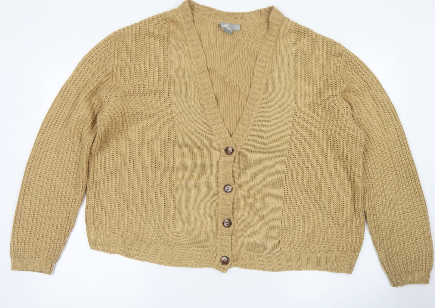 ASOS Womens Brown V-Neck  Acrylic Cardigan Jumper Size 12