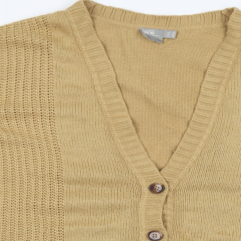 ASOS Womens Brown V-Neck  Acrylic Cardigan Jumper Size 12