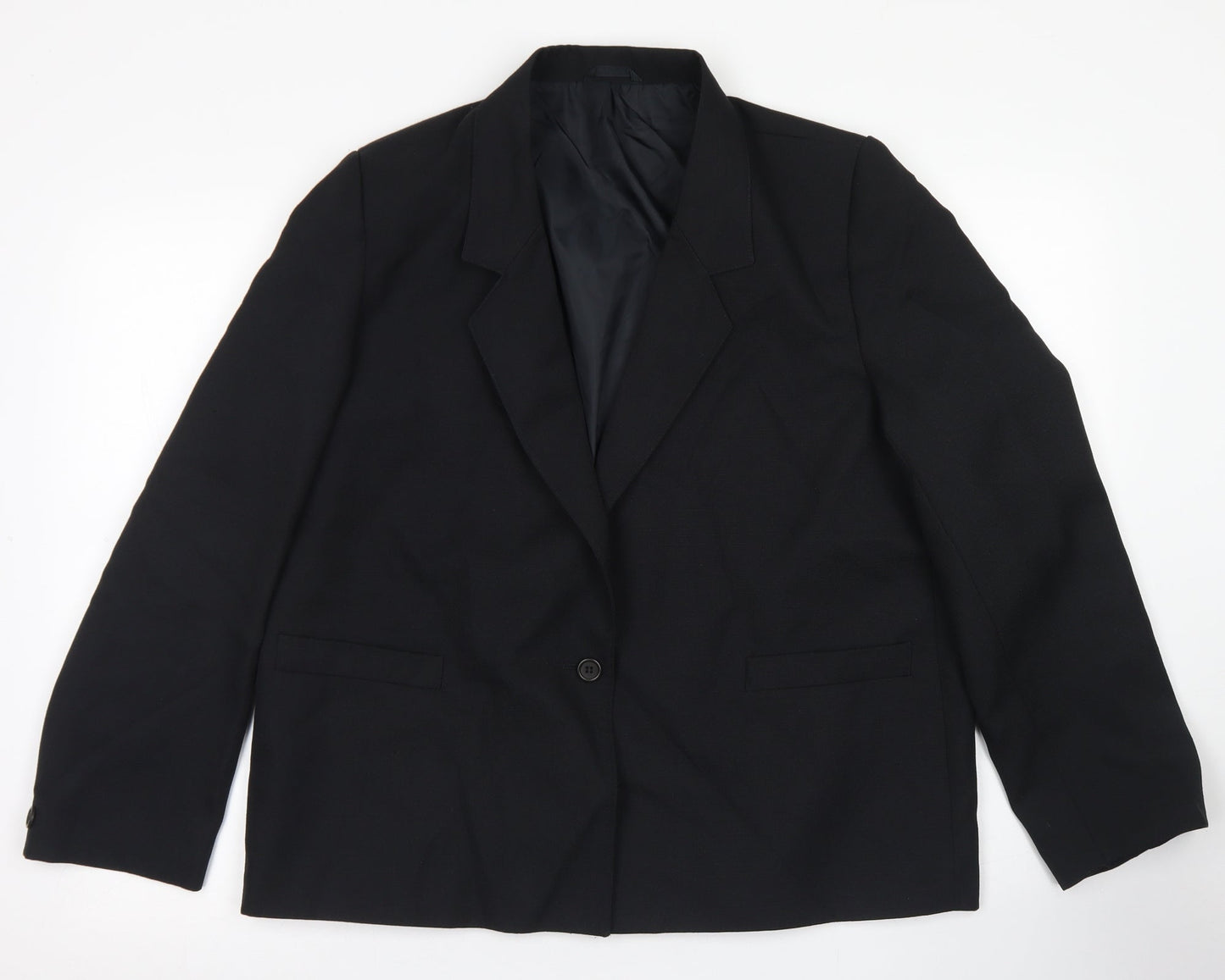 Preworn Womens Black  Polyester Jacket Blazer Size 18