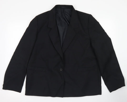 Preworn Womens Black  Polyester Jacket Blazer Size 18