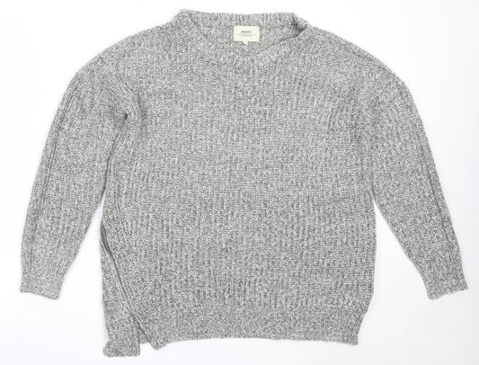 Papaya Womens Grey Round Neck  Acrylic Pullover Jumper Size L