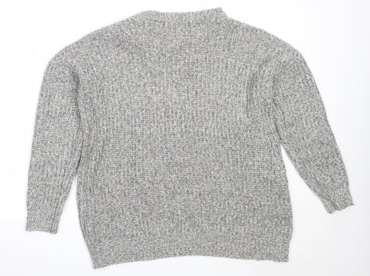 Papaya Womens Grey Round Neck  Acrylic Pullover Jumper Size L