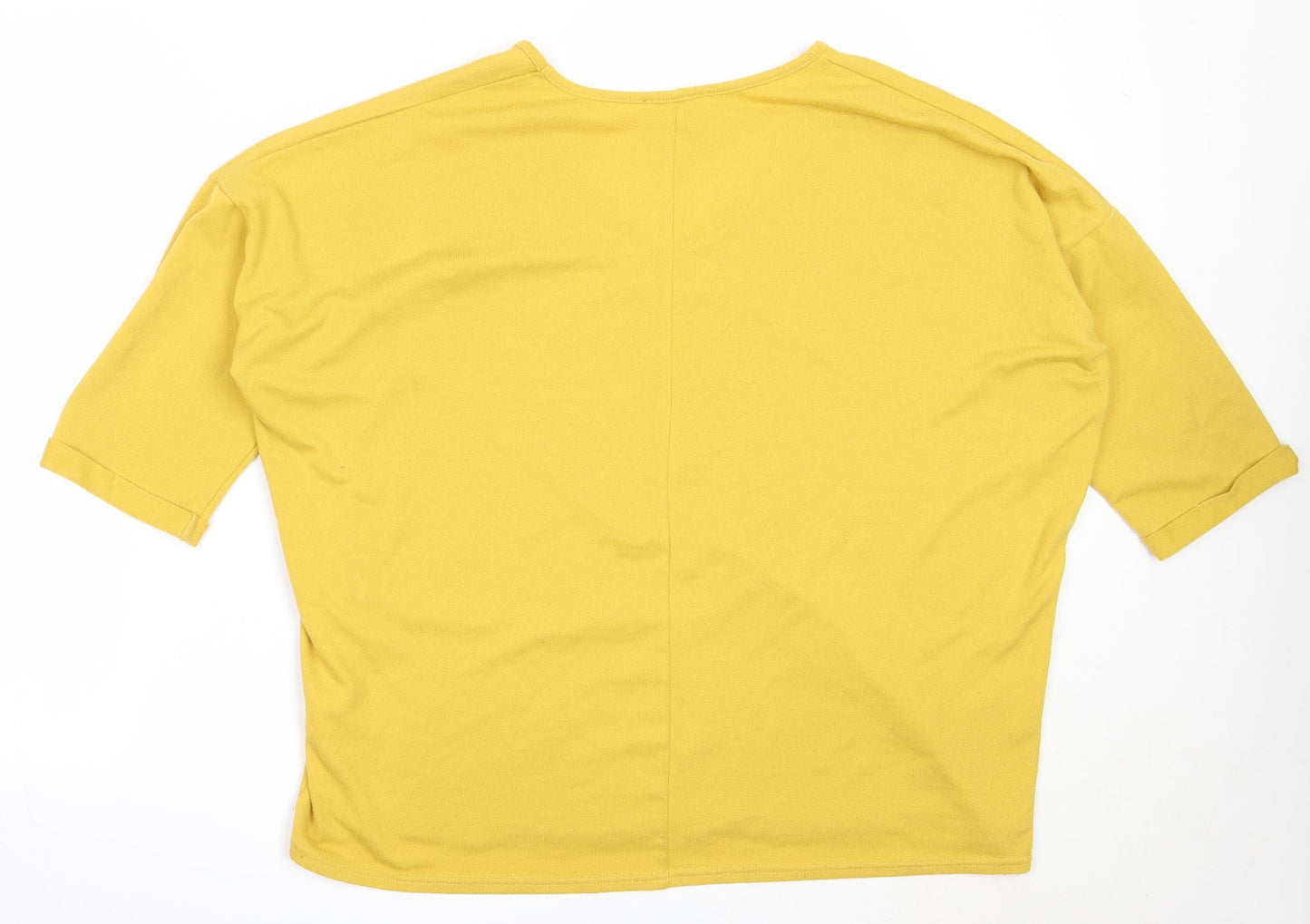New Look Womens Yellow V-Neck  Polyester Pullover Jumper Size L
