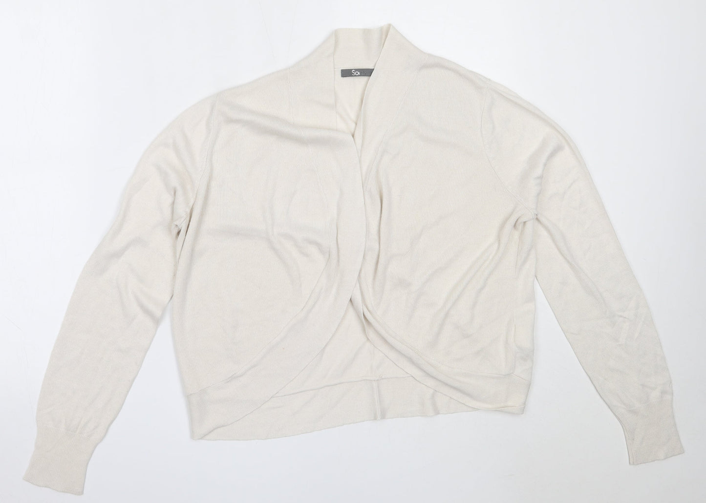South Womens Ivory Round Neck  Viscose Cardigan Jumper Size 14