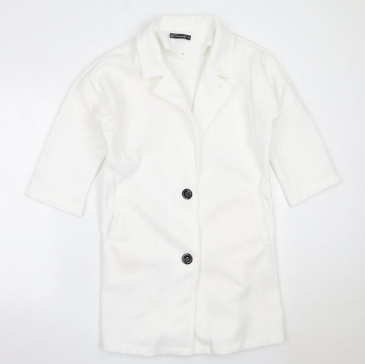 Nowrain Womens White   Overcoat Coat Size M