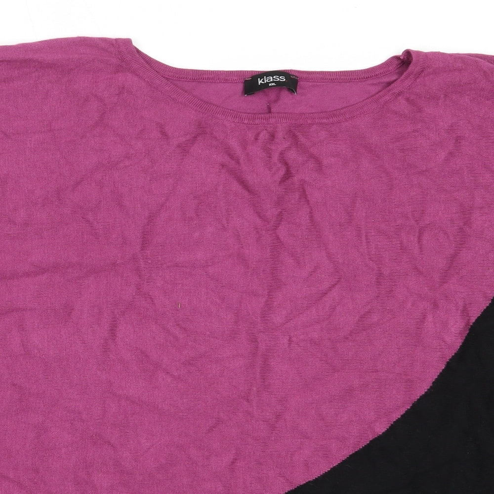 Klass Womens Purple Round Neck  Viscose Pullover Jumper Size 2XL