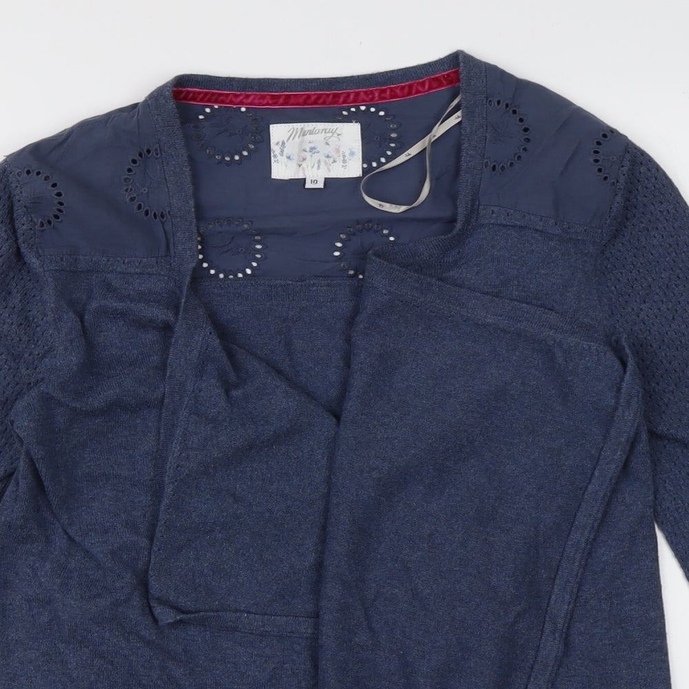 Debenhams Womens Blue V-Neck  Cotton Cardigan Jumper Size 10