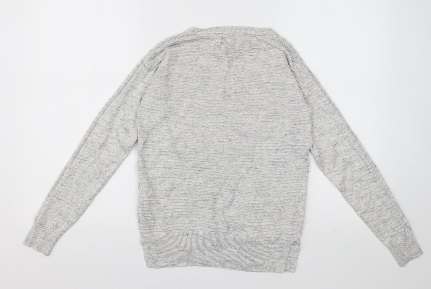 NEXT Womens Grey Crew Neck Striped Viscose Pullover Jumper Size 6