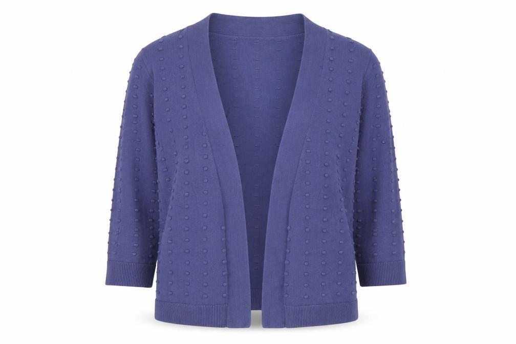 sainsburys Womens Purple V-Neck Polka Dot Cotton Cardigan Jumper Size 12
